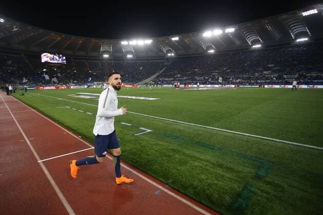SOCCER - EL, Lazio vs RBS ROME,ITALY,05.APR.18 - SOCCER - UEFA Europa League, quarterfinal, SS Lazio vs Red Bull Salzburg. Image shows Munas Dabbur (RBS). GEPAxpictures xMathiasxMandl