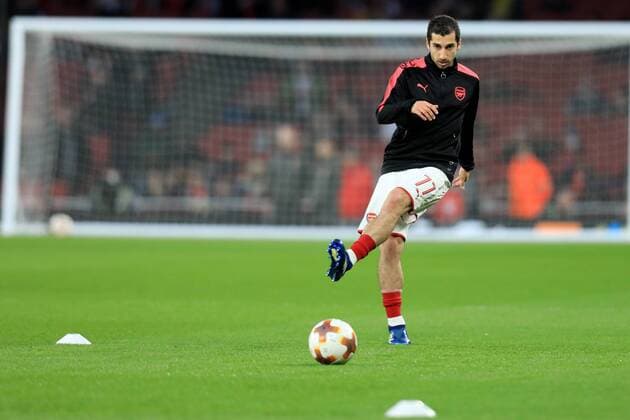 5th April 2018, Emirates Stadium, London, England; UEFA Europa League football, quarter final, 1st leg, Henrikh Mkhitaryan of Arsenal during warmup  ActionPlus12008894