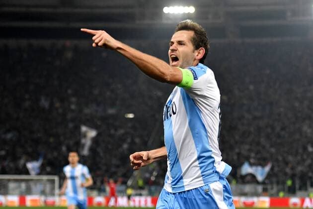 Esultanza gol Senad Lulic Lazio goal celebration 1-0 Roma 05-04-2018 Stadio Olimpico Football Calcio Europa League 2017 2018 Lazio - Salzburg Lazio - Salisburgo Foto Andrea Staccioli Insidefoto andreaxstaccioli