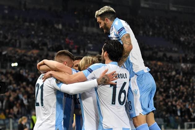 Esultanza gol Senad Lulic Lazio goal celebration 1-0 Roma 05-04-2018 Stadio Olimpico Football Calcio Europa League 2017 2018 Lazio - Salzburg Lazio - Salisburgo Foto Andrea Staccioli Insidefoto andreaxstaccioli