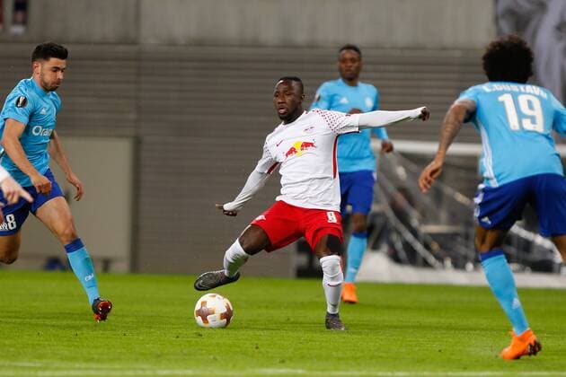 05 04 2018 xtgx Football UEFA Europa League RB Leipzig Olympique Marseille emporer Naby Keita Leipzig 8 at the ball Leipzig
