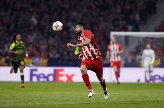 Diego Costa of Atletico de Madrid during the UEFA Europe League 2017 18 quarter finals, first leg match between Atletico de Madrid and Sporting Portugal, at Wanda Metropolitano Stadium in Madrid on April 5, 2018. (Photo by Guille Martinez Cordon Press)  xGuillexMartinezx xEuropaxLeaguex2017 18:xAtleticoxdexMadridxvsxSportingxPortugalx