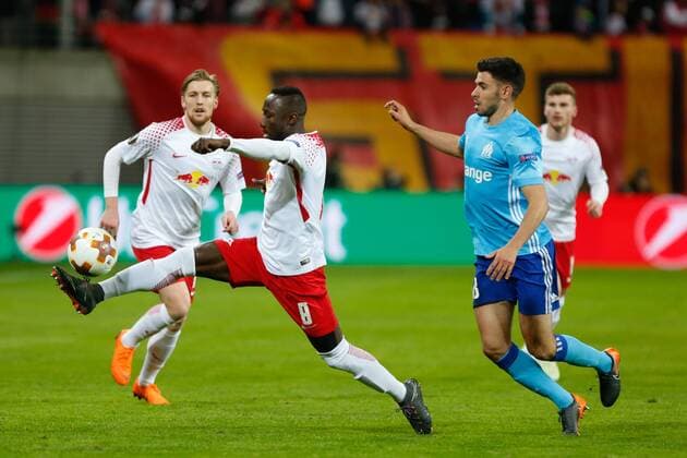 05 04 2018 xtgx Football UEFA Europa League RB Leipzig Olympique Marseille emporer Naby Keita Leipzig 8 takes the ball to Leipzig