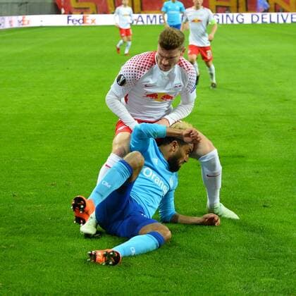Timo Werner RB Leipzig and Jordan Amavi Olympique Marseille re RB Leipzig vs Olympique Marseille Soccer UEFA Europa League 05 04 2018 Leipzig Copyright: xEIBNER BertxHarzerx EP_BHR
