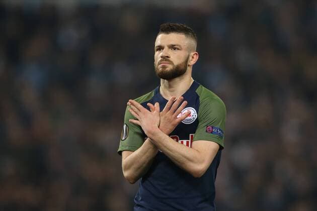 Bilder des Tages - SPORT SOCCER - EL, Lazio vs RBS ROME,ITALY,05.APR.18 - SOCCER - UEFA Europa League, quarterfinal, SS Lazio vs Red Bull Salzburg. Image shows the rejoicing of Valon Berisha (RBS). GEPAxpictures xMathiasxMandl