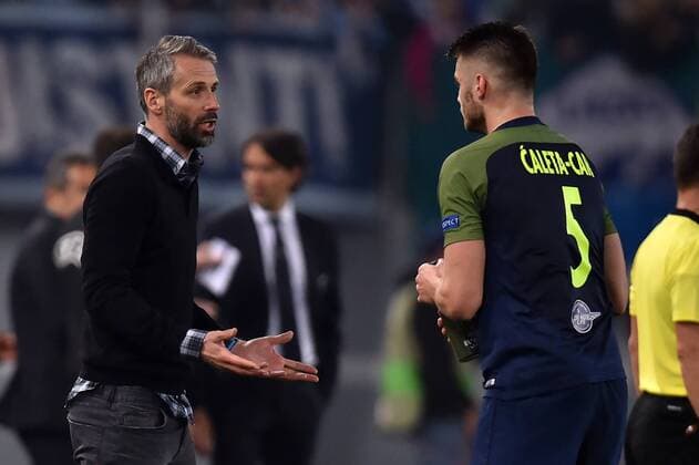 Marco Rose, Duje Caleta-Car Salzburg Roma 05-04-2018 Stadio Olimpico Football Calcio Europa League 2017 2018 Lazio - Salzburg Lazio - Salisburgo Foto Andrea Staccioli Insidefoto andreaxstaccioli