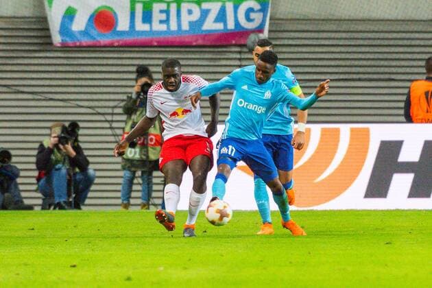 GER Europa League RB Leipzig vs Olympique Marseille 05 04 2018 Red Bull Arena Leipzig GER Europa League RB Leipzig vs Olympique Marseille Pictured Bouna Sarr 17 Olympique Marseille nordphotoxDostmann nph00325