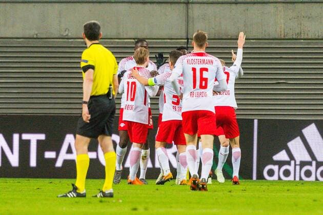 Europe League RB Leipzig vs Olympique Marseille 05 04 2018 Red Bull Arena Leipzig GER Europa League RB Leipzig vs Olympique Marseille im Bild Torjubel scored by goal scorer Timo Werner 11 RB Leipzig after the 1 0 lead by RB Leipzig against Olympique Marseille nordphotoxDostmann nph00325