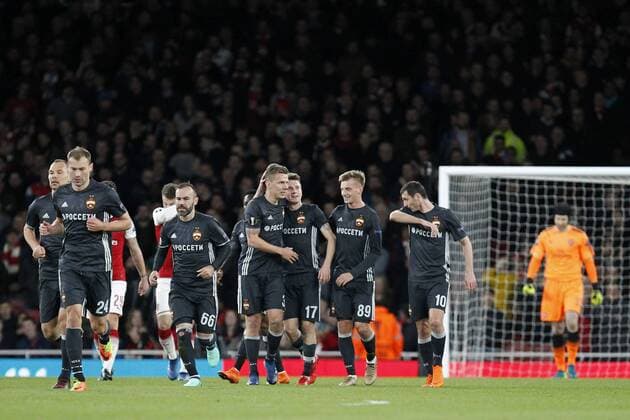 GOAL - Aleksandr Golovin of CSKA Moscow makes it 1-1 during the UEFA Europa League Quarter-Final match between Arsenal and CSKA Moscow at the Emirates Stadium, London, England on 5 April 2018. Copyright: xCarltonxMyriex 19500008