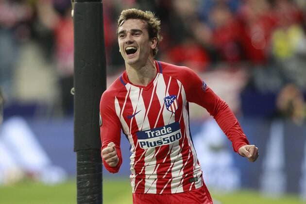 Atletico de Madrid s Antoine Griezmann celebrates goal during Europa League Quarter-finals, 1st leg. April 5,2018.  (2018040526)