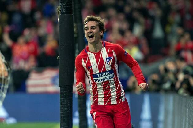 Atletico de Madrid s Antoine Griezmann jubilates the second goal of the team during the UEFA Champions League quarter-final first leg match between Atletico de Madrid and Sporting Lisboa at the Wanda Metropolitano stadium in Madrid, Spain, 05 April 2018. Atletico de Madrid vs. Sporting Lisboa !ACHTUNG: NUR REDAKTIONELLE NUTZUNG!  Copyright: xRodrigoxJimenezx MAD08 20180405-636585639564213833