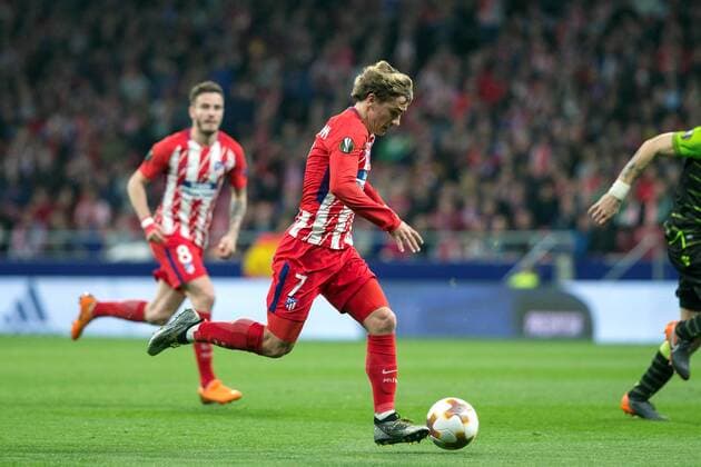 Atletico de Madrid s Antoine Griezmann during the UEFA Champions League quarter-final first leg match between Atletico de Madrid and Sporting Lisboa at the Wanda Metropolitano stadium in Madrid, Spain, 05 April 2018. Atletico de Madrid vs. Sporting Lisboa !ACHTUNG: NUR REDAKTIONELLE NUTZUNG!  Copyright: xRodrigoxJimenezx MAD09 20180405-636585640185001625