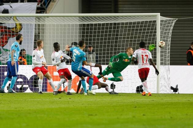 05 04 2018 xtgx Football UEFA Europa League RB Leipzig Olympique Marseille emporer Lucas Ocampos Olympique Marseille 5 missed misses goal miss Leipzig
