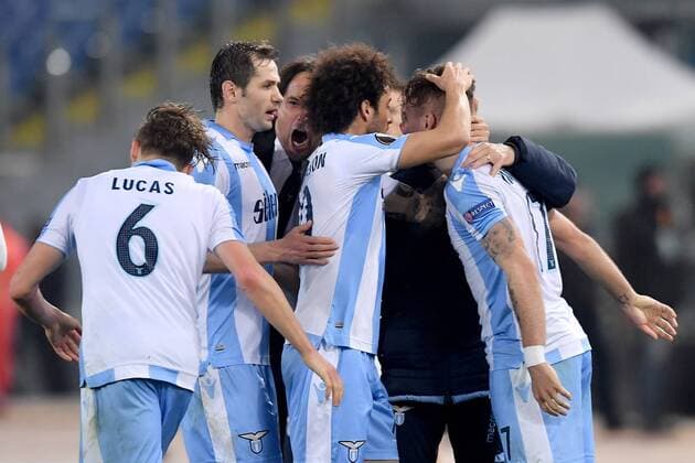Esultanza dopo il gol di Ciro Immobile Lazio. Goal celebration. Roma 05-04-2018 Stadio Olimpico Football Calcio Europa League 2017 2018 Lazio - Salzburg Lazio - Salisburgo Foto Antonietta Baldassarre Insidefoto AntoxBalda