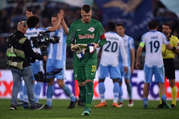 Alexander Walke Salzburg Dejection Roma 05-04-2018 Stadio Olimpico Football Calcio Europa League 2017 2018 Lazio - Salzburg Lazio - Salisburgo Foto Andrea Staccioli Insidefoto andreaxstaccioli