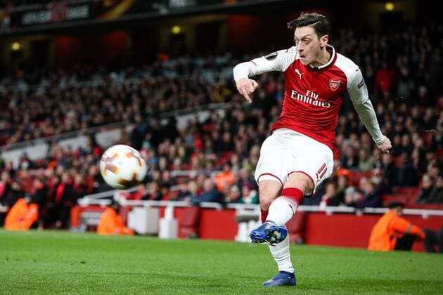 Bilder des Tages - SPORT Mesut Ozil of Arsenal during the UEFA Europa League Quarter-Final 1st leg match at the Emirates Stadium, London. Picture date 5th April 2018. Picture credit should read: Charlie Forgham-Bailey Sportimage EDITORIAL USE ONLY. No use with unauthorised audio, video, data, fixture lists, club league logos or live services. Online in-match use limited to 120 images, no video emulation. No use in betting, games or single club league player publications.