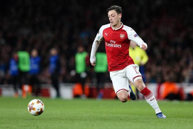Mesut Ozil of Arsenal during the UEFA Europa League Quarter-Final 1st leg match at the Emirates Stadium, London. Picture date 5th April 2018. Picture credit should read: Charlie Forgham-Bailey Sportimage EDITORIAL USE ONLY. No use with unauthorised audio, video, data, fixture lists, club league logos or live services. Online in-match use limited to 120 images, no video emulation. No use in betting, games or single club league player publications.