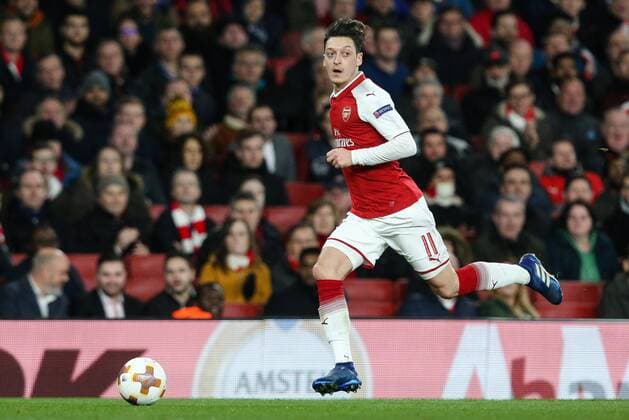 Mesut Ozil of Arsenal during the UEFA Europa League Quarter-Final 1st leg match at the Emirates Stadium, London. Picture date 5th April 2018. Picture credit should read: Charlie Forgham-Bailey Sportimage EDITORIAL USE ONLY. No use with unauthorised audio, video, data, fixture lists, club league logos or live services. Online in-match use limited to 120 images, no video emulation. No use in betting, games or single club league player publications.
