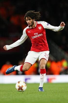 Mohamed Elneny of Arsenal during the UEFA Europa League Quarter-Final 1st leg match at the Emirates Stadium, London. Picture date 5th April 2018. Picture credit should read: Charlie Forgham-Bailey Sportimage EDITORIAL USE ONLY. No use with unauthorised audio, video, data, fixture lists, club league logos or live services. Online in-match use limited to 120 images, no video emulation. No use in betting, games or single club league player publications.