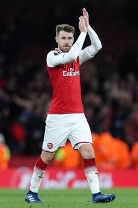 Aaron Ramsey of Arsenal during the UEFA Europa League Quarter-Final 1st leg match at the Emirates Stadium, London. Picture date 5th April 2018. Picture credit should read: Charlie Forgham-Bailey Sportimage EDITORIAL USE ONLY. No use with unauthorised audio, video, data, fixture lists, club league logos or live services. Online in-match use limited to 120 images, no video emulation. No use in betting, games or single club league player publications.