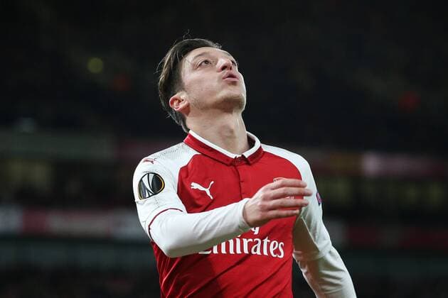 Mesut Ozil of Arsenal rues missing a chance during the UEFA Europa League Quarter-Final 1st leg match at the Emirates Stadium, London. Picture date 5th April 2018. Picture credit should read: Charlie Forgham-Bailey Sportimage EDITORIAL USE ONLY. No use with unauthorised audio, video, data, fixture lists, club league logos or live services. Online in-match use limited to 120 images, no video emulation. No use in betting, games or single club league player publications.