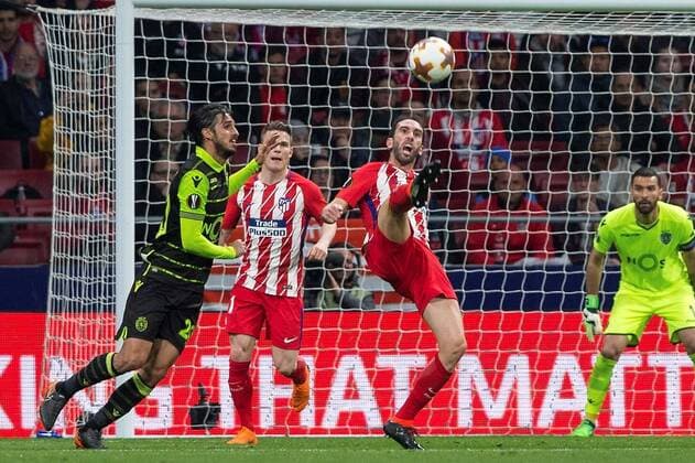 Atletico de Madrid s Diego Godin (C) during the UEFA Champions League quarter-final first leg match between Atletico de Madrid and Sporting Lisboa at the Wanda Metropolitano stadium in Madrid, Spain, 05 April 2018. Atletico de Madrid vs. Sporting Lisboa !ACHTUNG: NUR REDAKTIONELLE NUTZUNG!  Copyright: xRodrigoxJimenezx MAD23 20180405-636585695129711889