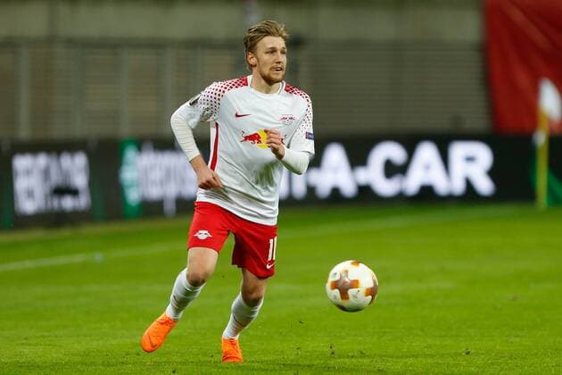 05 04 2018 xtgx Football UEFA Europa League RB Leipzig Olympique Marseille emspor v l Emil Forsberg Leipzig 10 cut out single shot full body Leipzig
