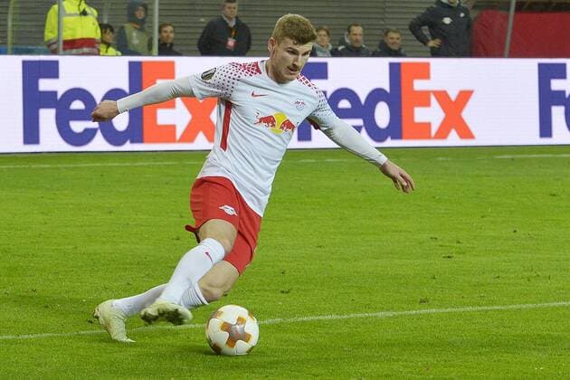 Soccer Europa League 2017 18 quarter-finals RB Leipzig Olympique Marseille 05 04 2018 Timo Werner RBL on the ball just before the 1 0 goal Leipzig Saxony Germany