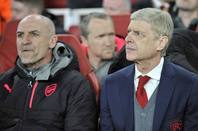 (180406) -- LONDON, April 6, 2018 -- Arsenal s coach Arsene Wenger (R) is seen ahead of the UEFA Europa League quarter-final first leg soccer match between Arsenal and CSKA Moscow in London, Britain on April 5, 2018. Arsenal won the match 4-1. ) (SP)BRITAIN-LONDON-SOCCER-UEFA-EUROPA-QUARTERFINAL-ARSENAL VS CSKA MOSCOW StephenxChung 