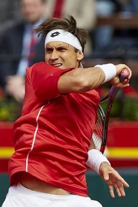 April 6, 2018 - Valencia, Valencia, Spain - David Ferrer of Spain in action in his match against Alexander Zverev of Germany during day one of the Davis Cup World Group Quarter Finals match between Spain and Germany at Plaza de Toros de Valencia on April 6, 2018 in Valencia, Spain Spain v Germany - Davis Cup by BNP Paribas World Group Quarter Final  - ZUMAn230 20180406_zaa_n230_139 Copyright: xDavidxAliagax