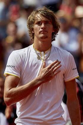 April 6, 2018 - Valencia, Valencia, Spain - Alexander Zverev of Germany celebrates the victory in his match against David Ferrer of Spain during day one of the Davis Cup World Group Quarter Finals match between Spain and Germany at Plaza de Toros de Valencia on April 6, 2018 in Valencia, Spain Spain v Germany - Davis Cup by BNP Paribas World Group Quarter Final  - ZUMAn230 20180406_zaa_n230_133 Copyright: xDavidxAliagax