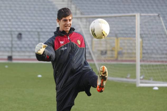- BRUSSELS, BELGIUM: Belgium s goalkeeper Thibaut Courtois pictured during a training session of the Belgian national soccer team Red Devils (Rode Duivels Diables Rouges) in Brussels, Monday 14 November 2011. The team is preparing for a friendly match against France on 15 November, after their victory 2-1 against Romania. BRUNOxFAHY  x30627724x