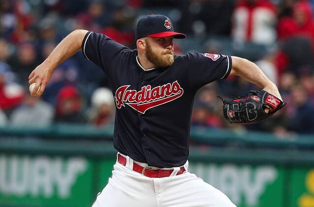 April 6, 2018 - Cleveland, OH, USA - Cleveland Indians relief pitcher Cody Allen works against the Kansas City Royals in the ninth inning on Friday, April 6, 2018, at Progressive Field in Cleveland. The Indians won, 3-2. Kansas City at Cleveland - ZUMAm67_ 20180406_zaf_m67_089 Copyright: xLeahxKlafczynskix
