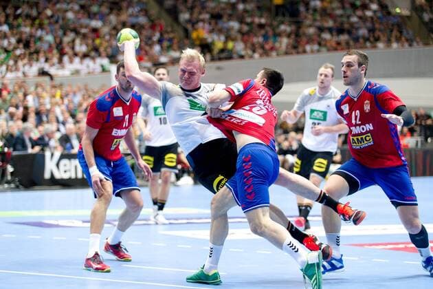 Patrick Wiencek No. 7 Germany is held by Nemanja Zelenovic No. 25 Serbia Germany Serbia Dortmund Copyright: xDanielxReinelt xEibner-Pressefotox EP_drt