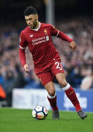 Alex Oxlade Chamberlain of Liverpool during the premier league match at Goodison Park Stadium, Liverpool. Picture date 7th April 2018. Picture credit should read: Robin Parker Sportimage EDITORIAL USE ONLY. No use with unauthorised audio, video, data, fixture lists, club league logos or live services. Online in-match use limited to 120 images, no video emulation. No use in betting, games or single club league player publications. HIP_0251.JPG