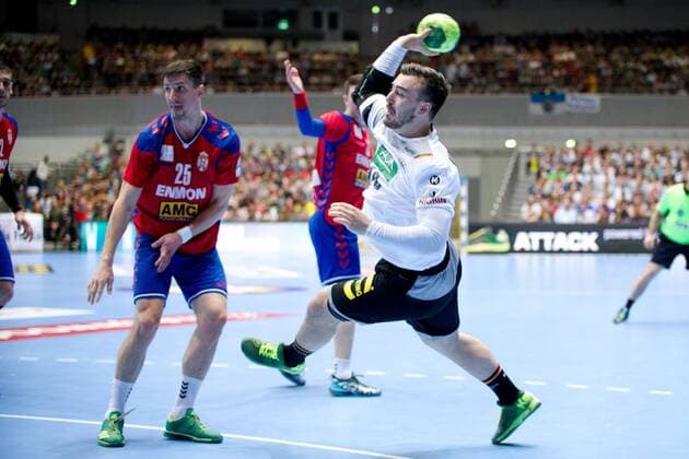 Jannik Kohlbacher No. 48 Germany throws Germany Serbia Dortmund Copyright: xDanielxReinelt xEibner-Pressefotox EP_drt