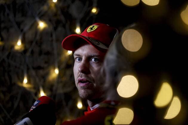 Sebastian Vettel of Scuderia Ferrari after the qualifying session of the Bahrain Formula One Grand Prix at the Bahrain International Circuit in Sakhir, Bahrain on 7 April 2018. Copyright: xJamesxGasperottix 19520138