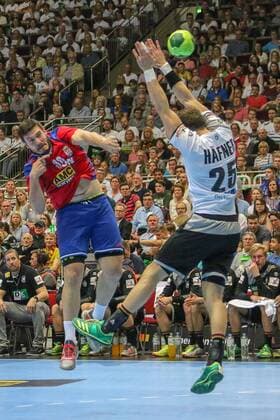 Serbias Milos Orbovic vs. Germany Kai Haefner Germany vs Serbia Handball Laenderpiel 07 04 2018 Dortmund North Rhine Westphalia Germany Westfalenhalle Copyright: xAgentur54Gradx SebastianxSendlakx