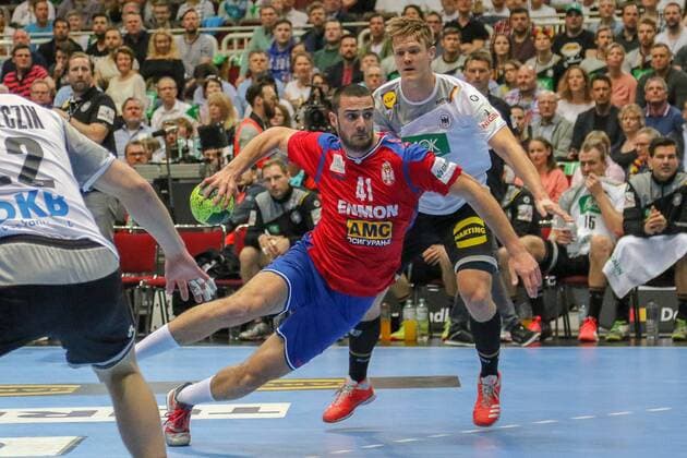 Serbia Stevan Sretenovic Germany vs Serbia Handball Laenderspiel 07 04 2018 Dortmund North Rhine Westphalia Germany Westfalenhalle Copyright: xAgentur54Gradx SebastianxSendlakx