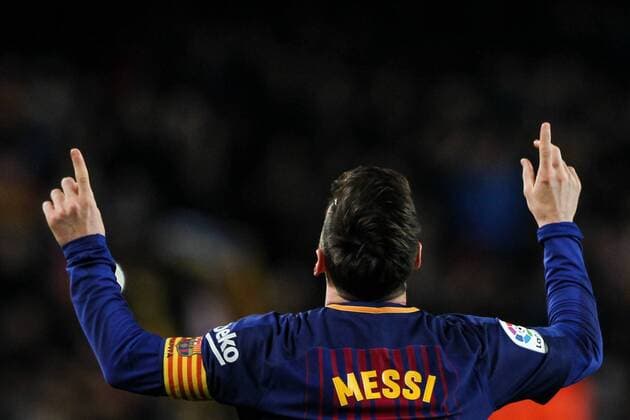 Themen der Woche - SPORT Bilder des Tages - SPORT Spain: LaLiga FC Barcelona Barca - CD Leganés Barcelona, 7th April: Lionel Messi of FC Barcelona celebrates 1-0 during the 2017 2018 La Liga 31st Matchday between FC Barcelona and CD Leganes at Camp Nou on April 7, 2018 in Barcelona, Spain. EDITORIAL USE ONLY. Barcelona Barcelona Spain Camp Nou  UkkoxImagesx xPacificxPress