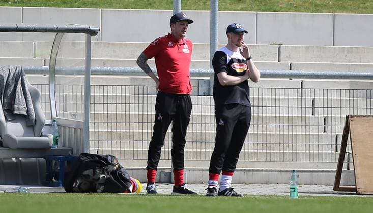 08 04 2018 xcex Germany Frankfurt Soccer Womens Football 2 Women Bundesliga South Season 2017 2018 1 FFC Frankfurt II 1 FC Cologne II Coach Torsten Briem and Co Coach David Krehl Cologne