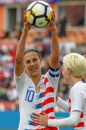 HOUSTON, TX - APRIL 08: U.S. Women s Soccer midfielder Carli Lloyd (10) acknowledges the roar of the crowd after scoring her 100th international goal during the soccer match between the USA and Mexico Women s National Teams on April 8, 2018 at BBVA Stadium in Houston, Texas. (Photo by Ken Murray Icon Sportswire) SOCCER: APR 08 Women s - USA v Mexico Icon180408006 EDITORIAL USE ONLY