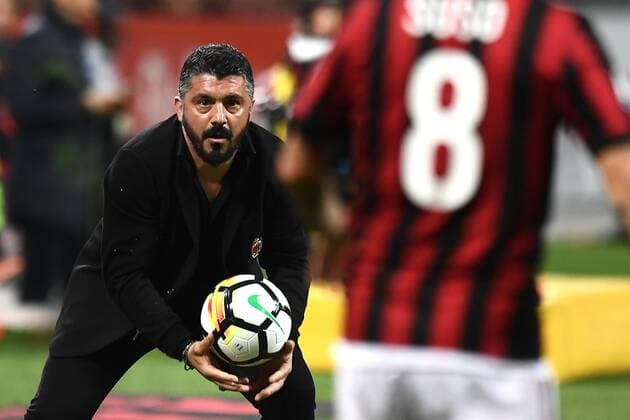 Bilder des Tages - SPORT Mg Milano 08 04 2018 - campionato di calcio serie A Milan-Sassuolo foto Matteo Gribaudi Image nella foto: Gennaro Gattuso 