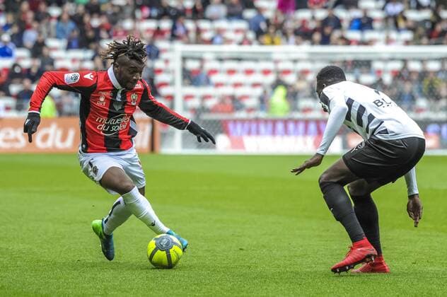 Allan Saint Maximin (OGC Nice) - Joris Gnagnon (FC Rennes) FOOTBALL : OGC Nice vs FC Rennes - Ligue 1 - Nice - 08 04 2018 NorbertScanella Panoramic 