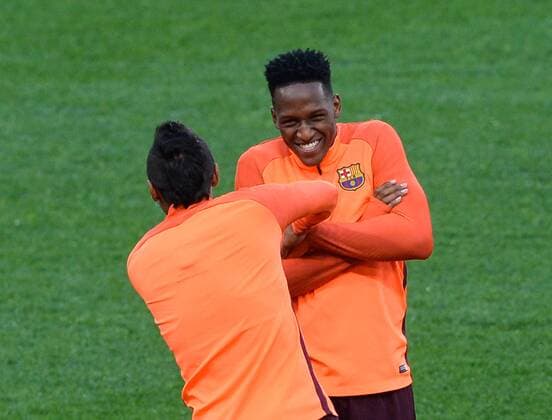 Bilder des Tages - SPORT April 9, 2018 - Rome, Lazio, Italy - Yerry Mina during a training session prior to the UEFA Champions League match between AS Roma and FC Barcelona Barca at Olympic Stadium, in Rome, on april 09, 2018. Barcelona training  - ZUMAn230 20180409_zaa_n230_272 Copyright: xSilviaxLorex