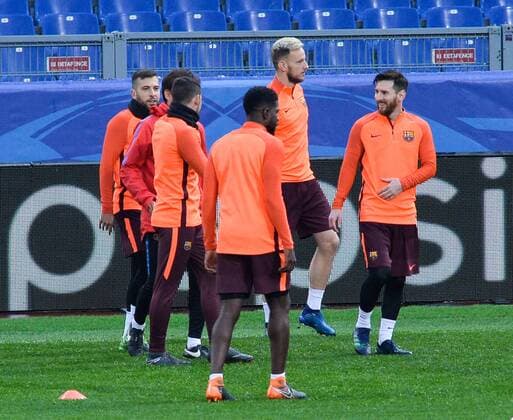 April 9, 2018 - Rome, Lazio, Italy - Lionel Messi of Barcelona during a training session prior to the UEFA Champions League match between AS Roma and FC Barcelona Barca at Olympic Stadium, in Rome, on april 09, 2018. Barcelona training  - ZUMAn230 20180409_zaa_n230_270 Copyright: xSilviaxLorex