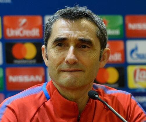 April 9, 2018 - Rome, Italy - Ernesto Valverde, head coach of FC Barcelona Barca during the FC Barcelona press conference PK Pressekonferenz on the eve of the UEFA Champions League match between AS Roma and FC Barcelona at Olympic Stadium on 09 april, 2018 in Rome, Italy Barcelona press conference  - ZUMAn230 20180409_zaa_n230_304 Copyright: xSilviaxLorex