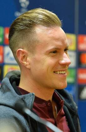 April 9, 2018 - Rome, Italy - Marc-Andre ter Stegen of FC Barcelona Barca speaks arrives to a press conference PK Pressekonferenz on the eve of their UEFA Champions League match against AS Roma at Olympic Stadium on april 09, 2018 in Rome, Italy. Barcelona press conference  - ZUMAn230 20180409_zaa_n230_327 Copyright: xSilviaxLorex