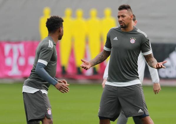 David Alaba li and Jerome Boateng Football FC Bayern Munich Final training before the CL match against Sevilla FC 10 04 2018