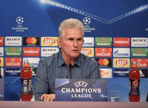 10 4 2018 Football Champions League 2017 2018 FC Bayern Munich Press conference in the Allianz Arena ahead of the Champions League match against Sevilla Coach Jupp Heynckes FC Bayern München are pleased to provide the journalists with information